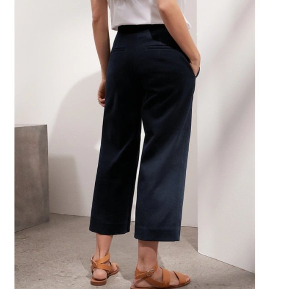 NWT Banana Republic Slim Wide Leg Honeycomb Crop Pant 6 Blue F151 - Picture 2 of 6